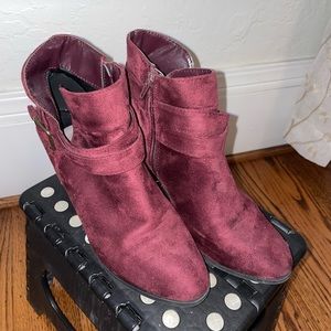 Burgundy booties